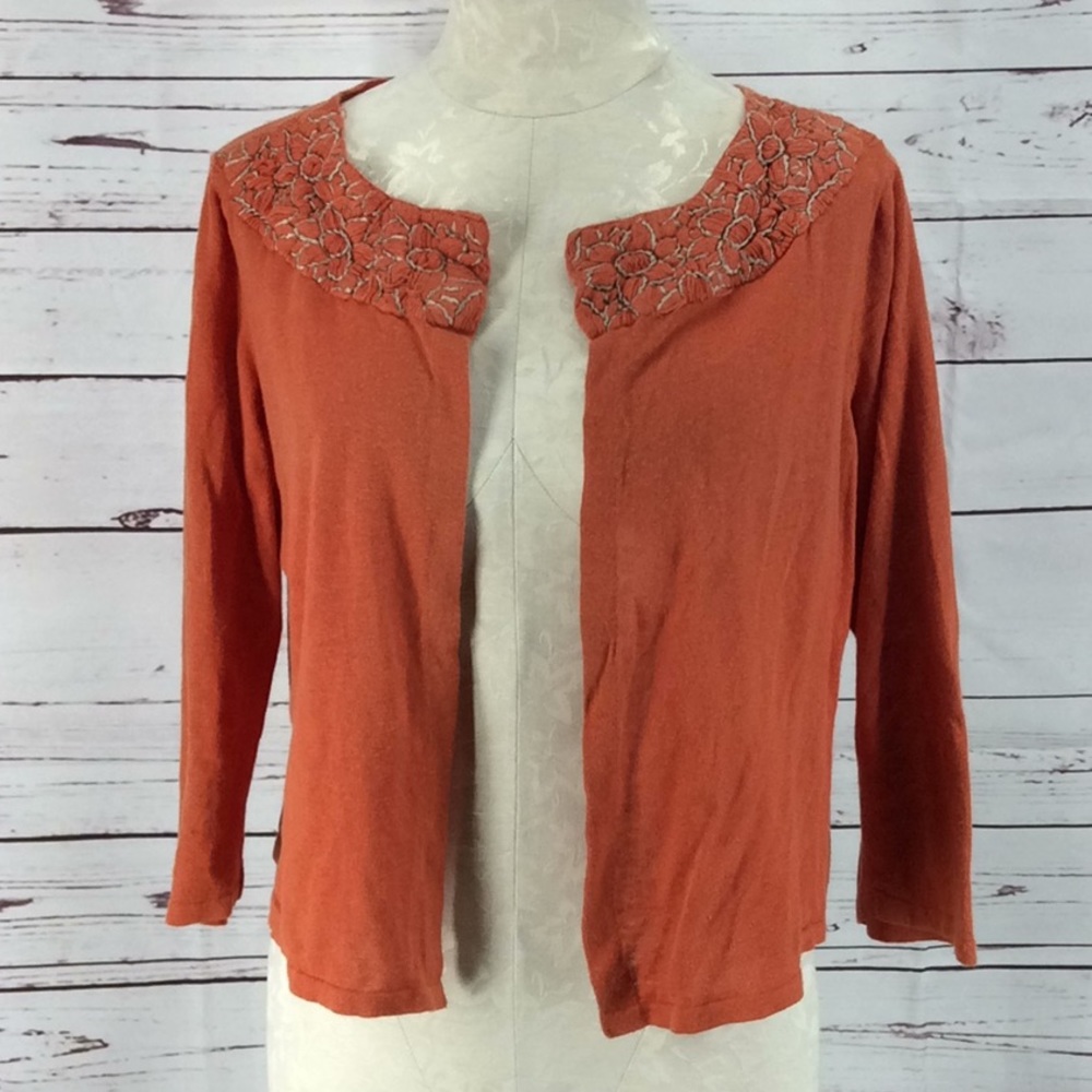 J. Jill Orange open face medium Cardigan sweater
